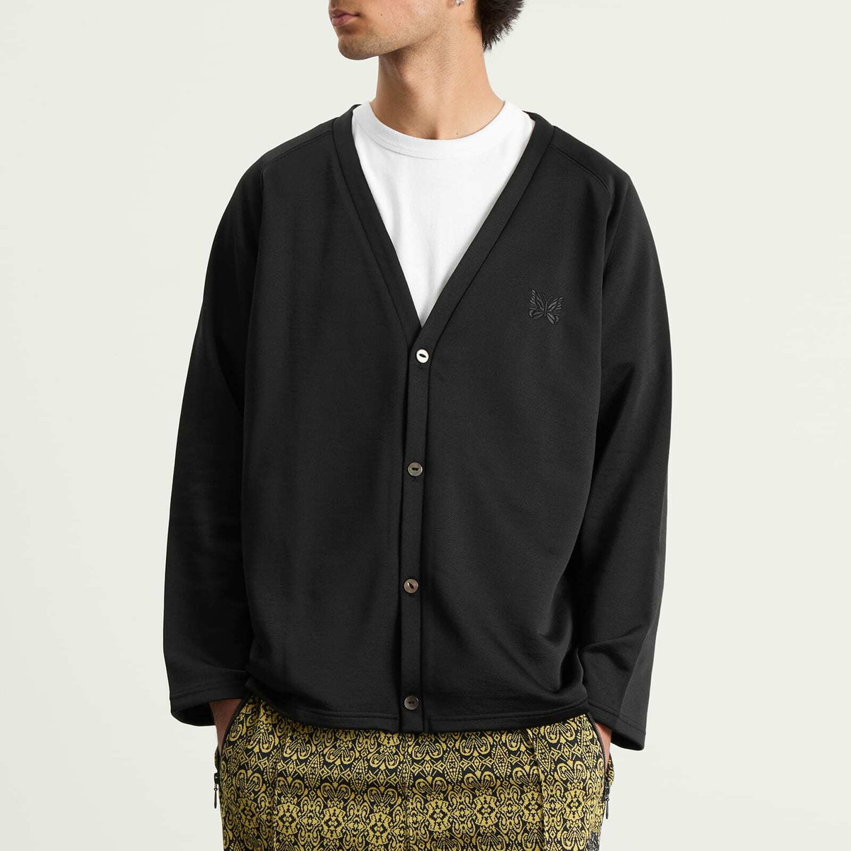 Needles ニードルス　V Neck Cardigan L Needles Men's V-Neck Cardigan in Black Needles