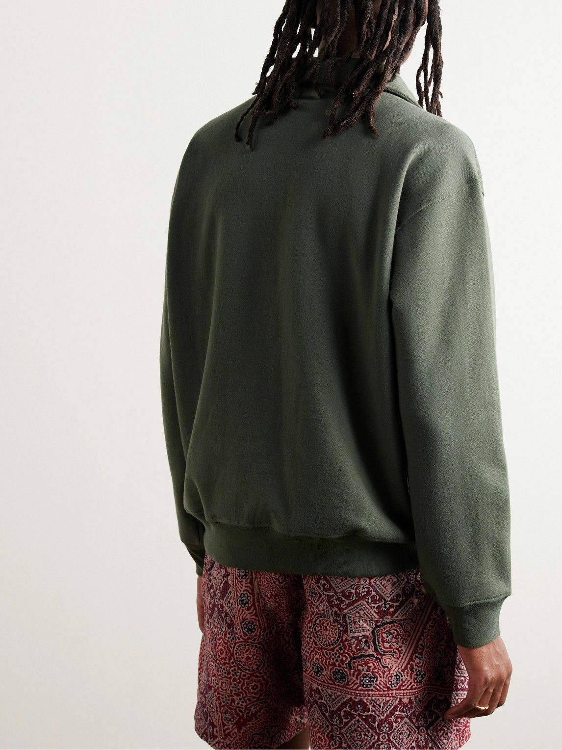 Karu Research - Logo-Appliquéd Cotton-Jersey Half-Zip Polo Shirt - Green
