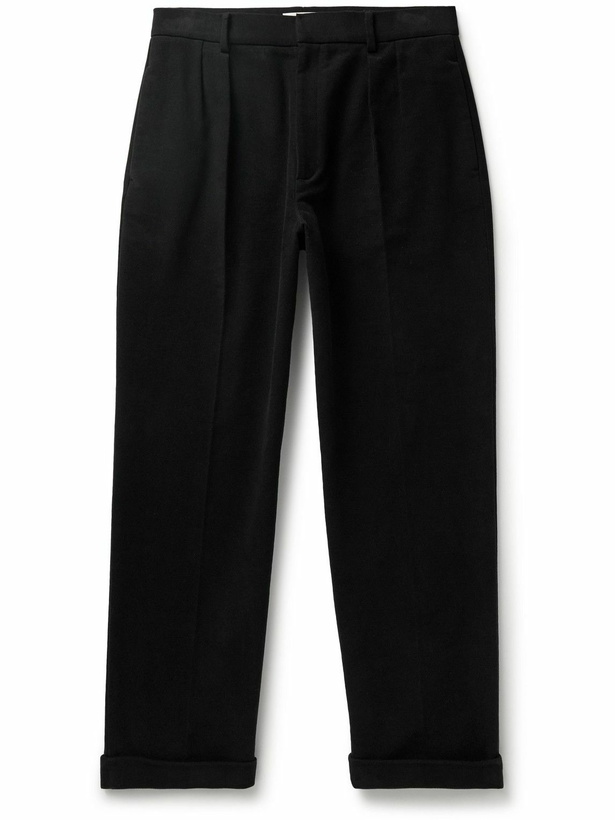 Photo: The Row - Rolf Tapered Pleated Brushed-Cotton Twill Trousers - Black