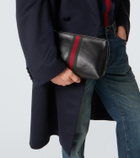 Gucci Web Trademark leather pouch