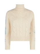 MC2 Saint Barth Woman Turtleneck Braided Sweater With Snowflake Rhinestones