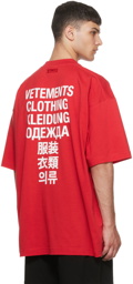 VETEMENTS Red 'Vetements Translation' T-Shirt