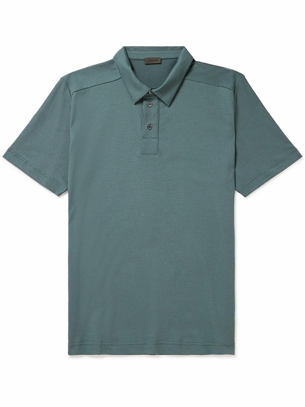 Photo: Zimmerli - Stretch-Cotton Piqué Polo Shirt - Blue