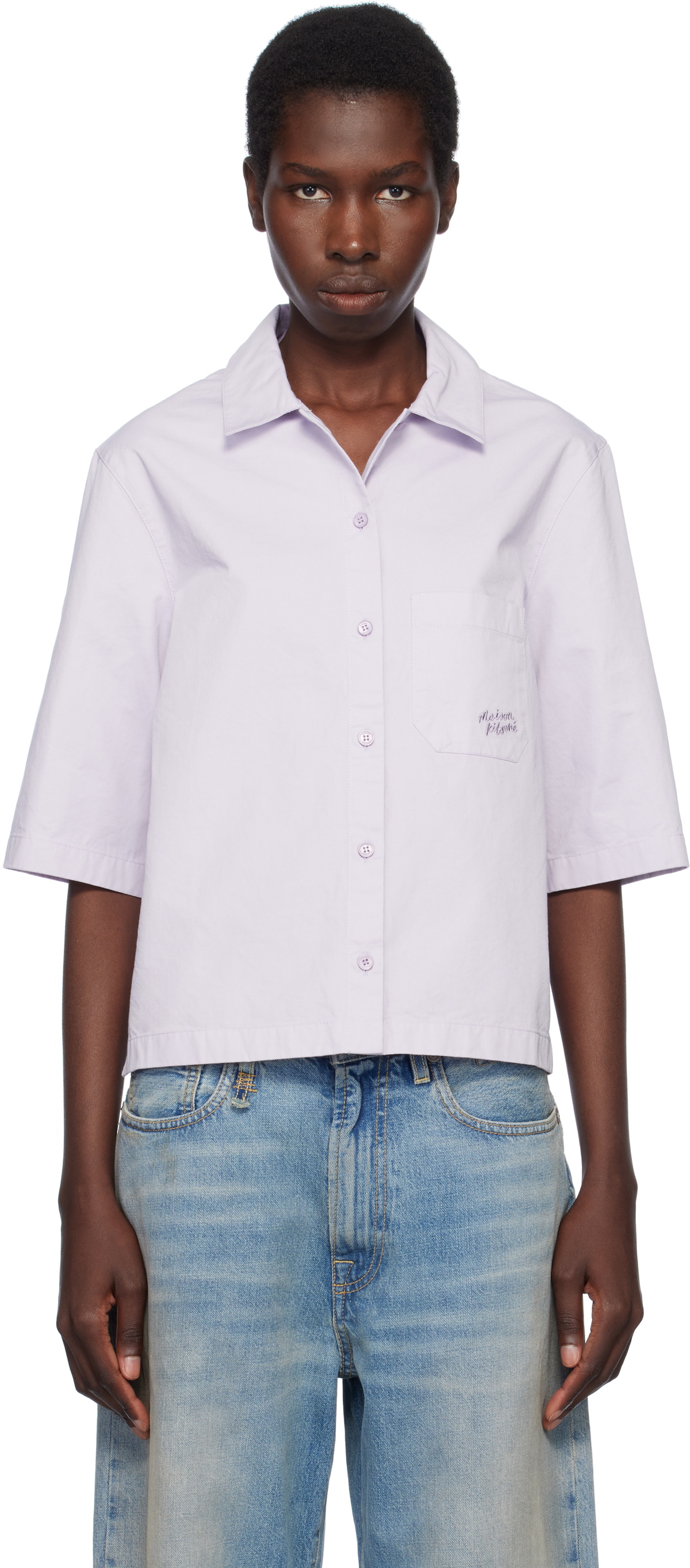 レディース Maison Kitsune CROPPED BOXY SHIRT