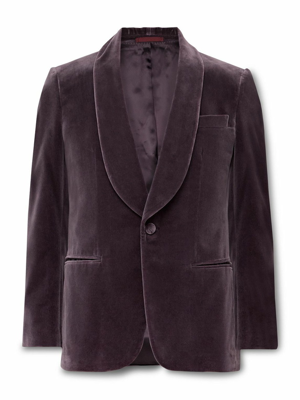 Photo: Kingsman - Slim-Fit Shawl-Collar Cotton-Velvet Tuxedo Jacket - Purple