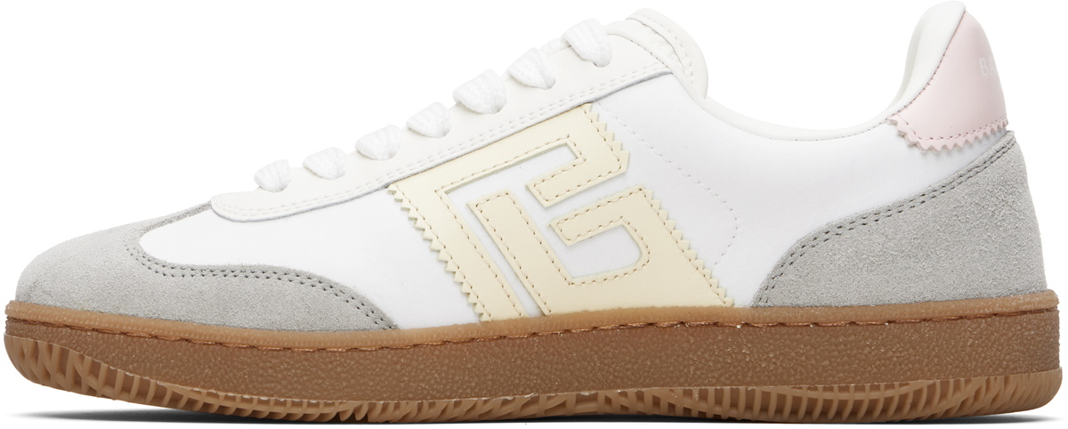 BALMAIN White Swan Suede & Nylon Sneakers