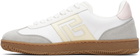 BALMAIN White Swan Suede & Nylon Sneakers