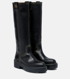 Miu Miu Logo leather knee-high boots