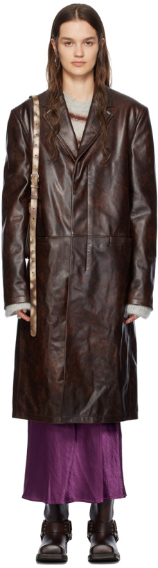 Photo: Acne Studios Brown Notched Lapel Leather Jacket