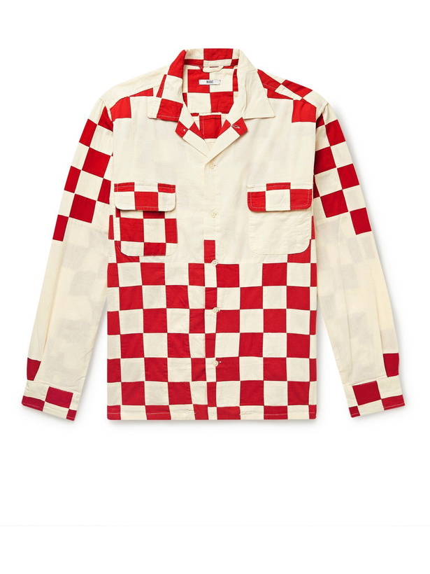 Photo: BODE - Racing Camp-Collar Checked Cotton Shirt - Red