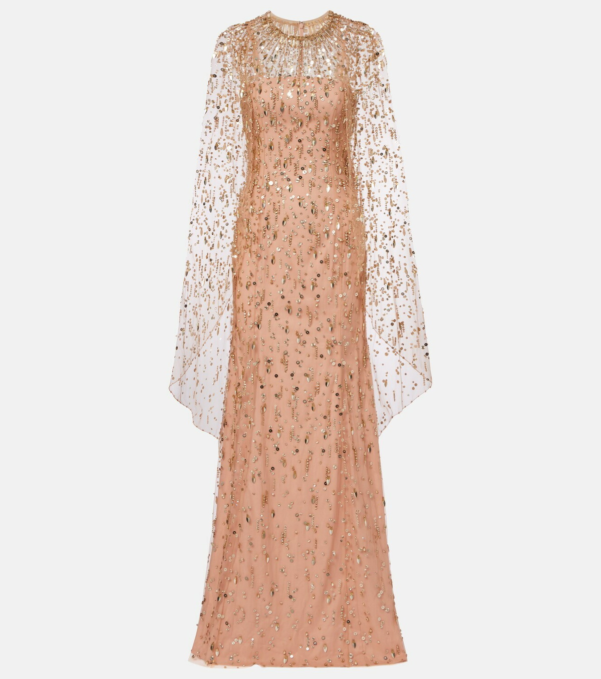 Jenny Packham Hestia embellished caped gown