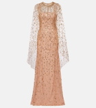 Jenny Packham Hestia embellished caped gown
