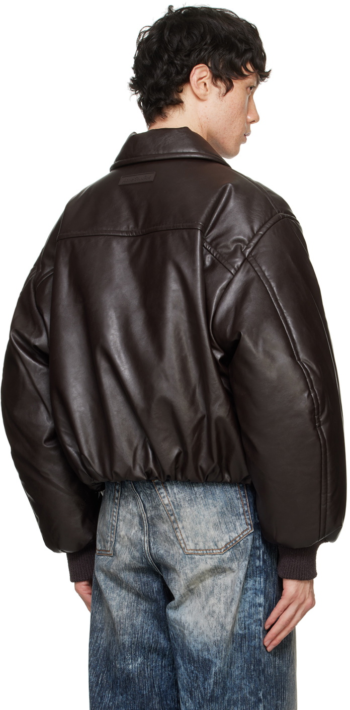 ジャケット・アウター acne studios leather bomber jacket brown Acne Studios - Leather bomber jacket - Cognac brown
