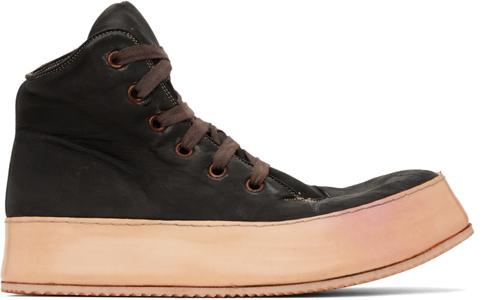 Photo: A Diciannoveventitre SSENSE Exclusive Brown Canua Mid Sneakers