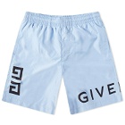 Givenchy Men's 4G Long Logo Swim Short in Baby Blue