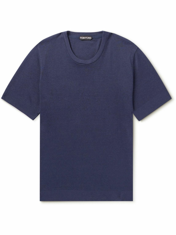 Photo: TOM FORD - Slim-Fit Lyocell and Cotton-Blend Jersey T-Shirt - Blue