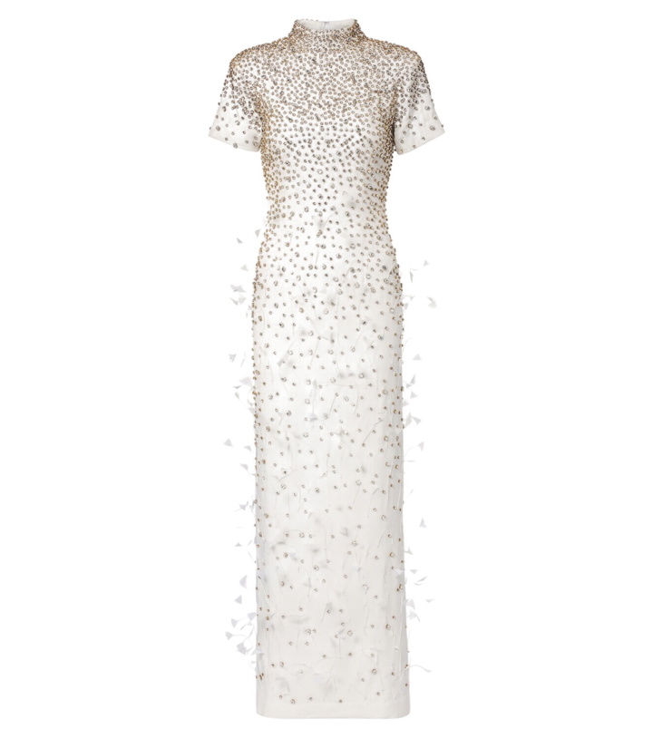 Photo: Là Fuori Seraphina embellished feather-trimmed gown