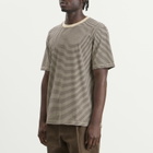 Folk Men's 1x1 Stripe T-Shirt in Espresso/Stone