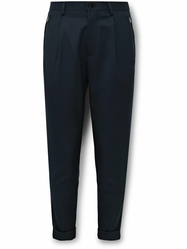 Photo: Etro - Slim-Fit Two-Tone Cotton-Twill and Wool-Twill Trousers - Blue