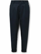 Etro - Slim-Fit Two-Tone Cotton-Twill and Wool-Twill Trousers - Blue