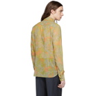 Dries Van Noten Yellow and Green Floral Ruffle Shirt