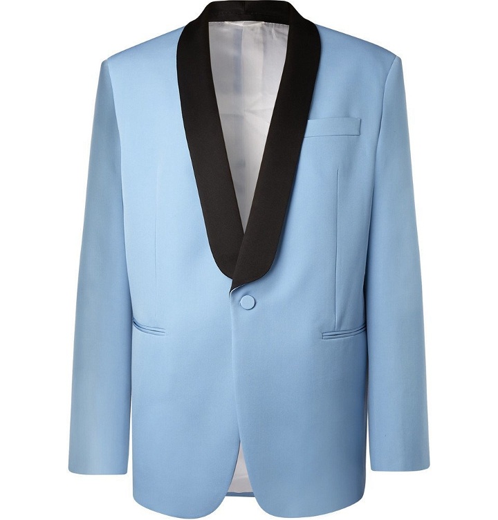 Photo: CALVIN KLEIN 205W39NYC - Light-Blue Oversized Satin-Trimmed Wool Tuxedo Jacket - Men - Light blue