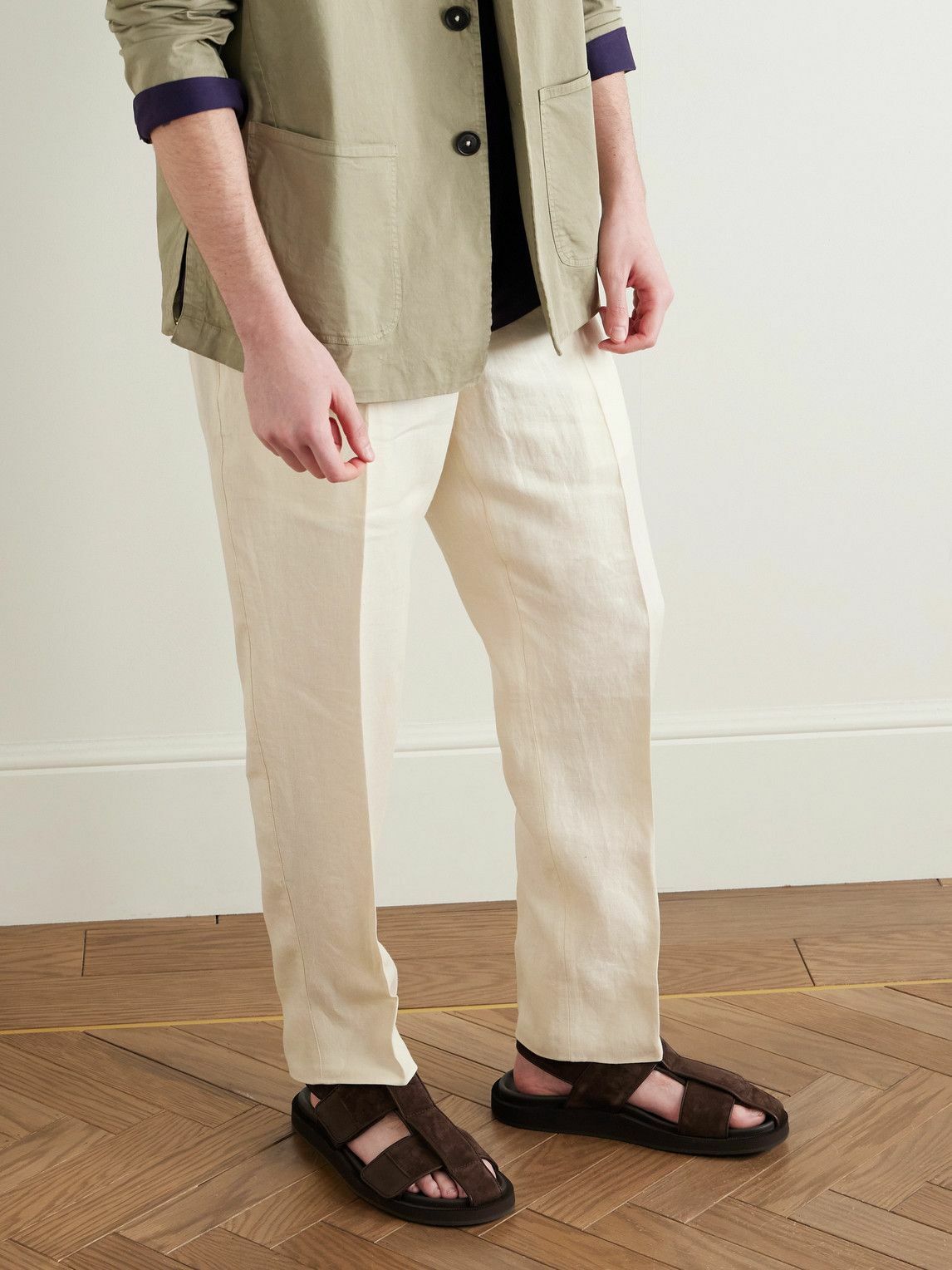 John Lobb - Milford Leather-Trimmed Suede Sandals - Brown