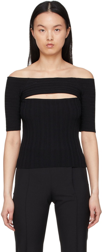 Photo: Stella McCartney Black Viscose Cut-Out T-Shirt