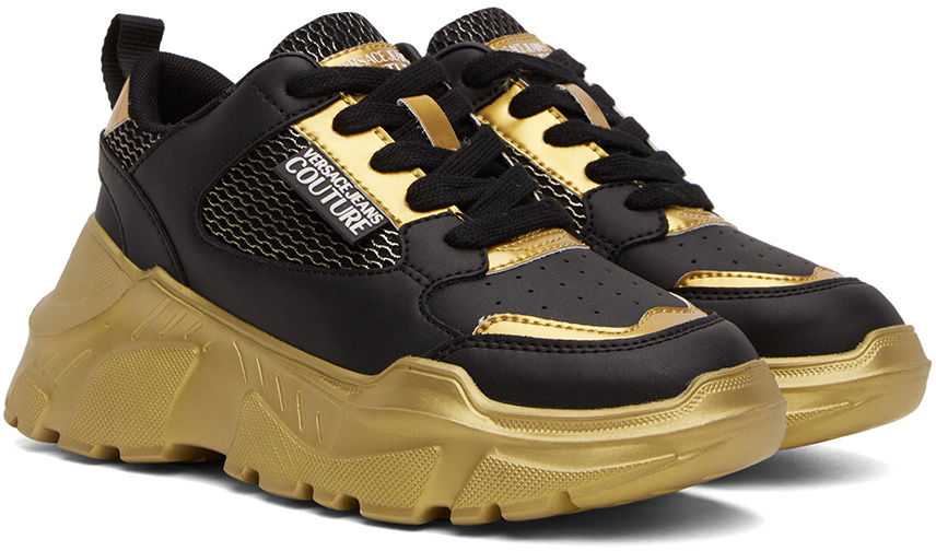 Versace Jeans Couture Black & Gold Speedtrack Sneakers Versace