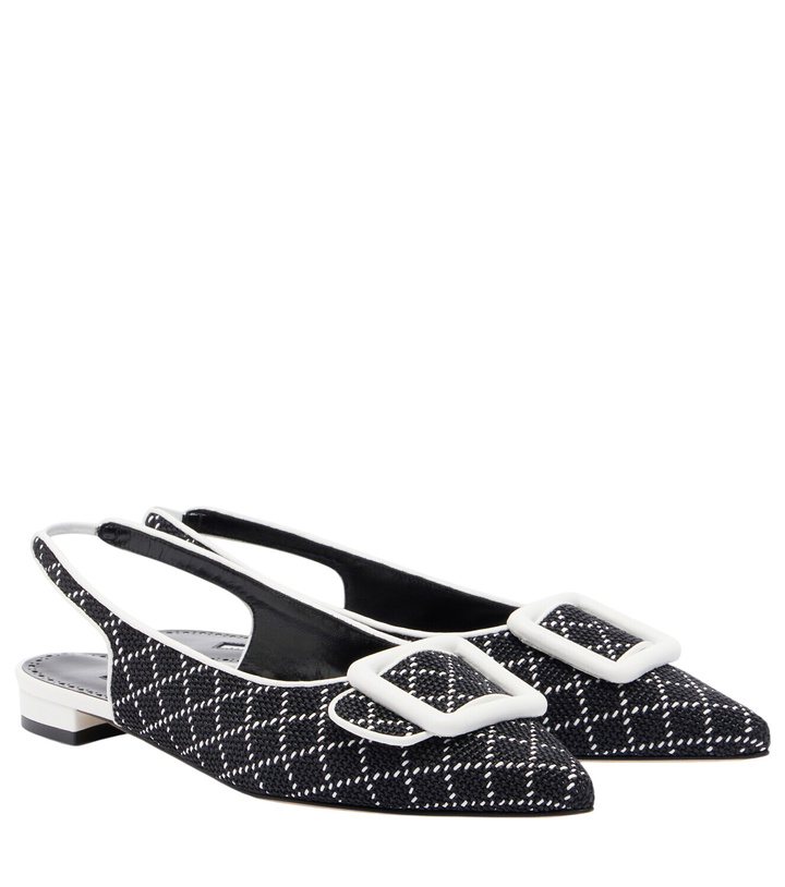 Photo: Manolo Blahnik Maylura raffia-effect slingback flats