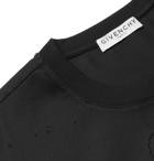 Givenchy - Oversized Distressed Logo-Print Cotton-Jersey T-Shirt - Black