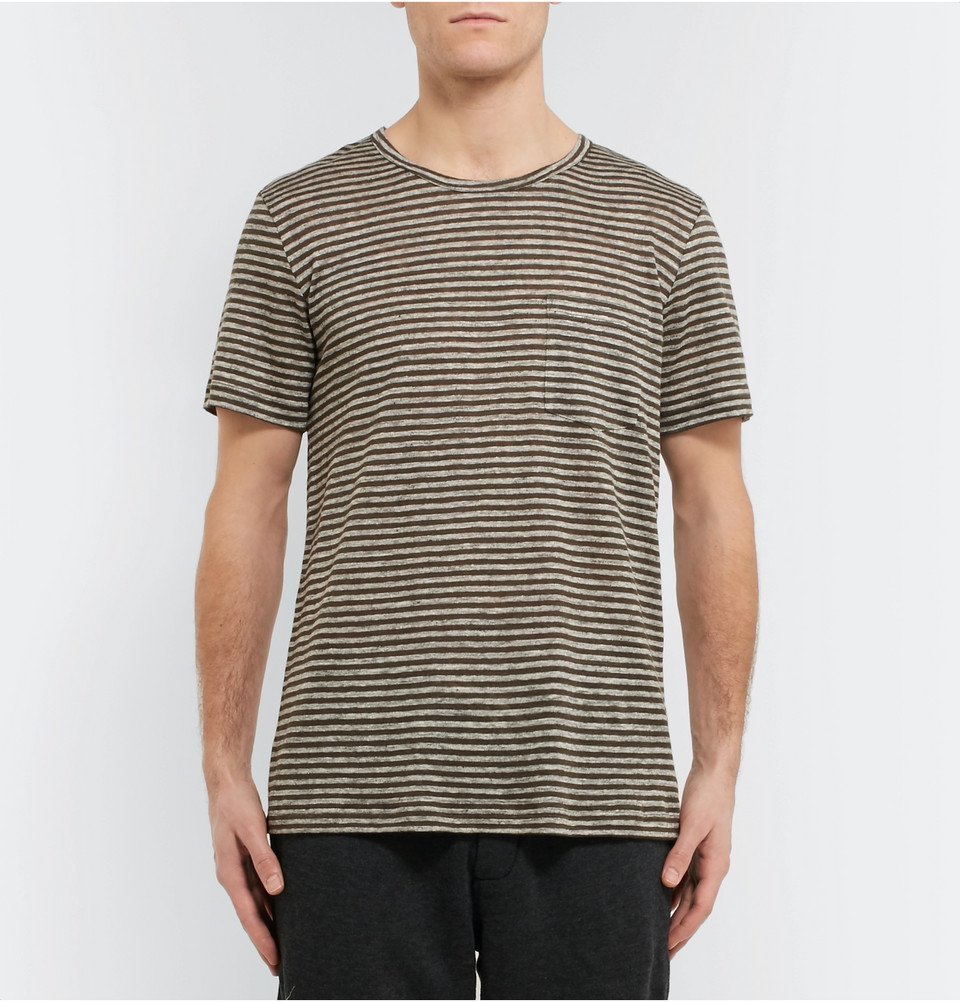 Schiesser - Helmut Striped Linen T-Shirt - Men - Green Schiesser