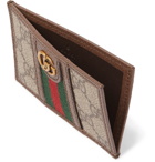 Gucci - Ophidia Webbing-Trimmed Monogrammed Coated-Canvas and Leather Cardholder - Brown