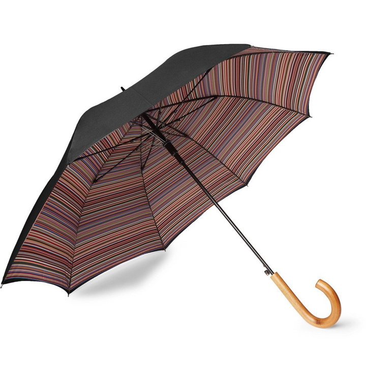Photo: Paul Smith - Wood-Handle Striped Umbrella - Men - Black