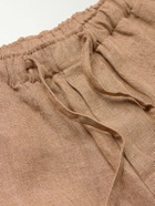 De Petrillo - Straight-Leg Herringbone Linen Drawstring Shorts - Neutrals