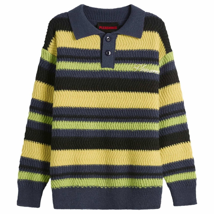 Photo: Pleasures Men's Cooper Polo Sweater in Yellow