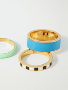 Roxanne Assoulin - Cool Pools Set Of Four Gold-Plated and Enamel Rings