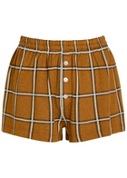 Guest In Residence Picnic Plaid Silk and Linen-blend Shorts Brown