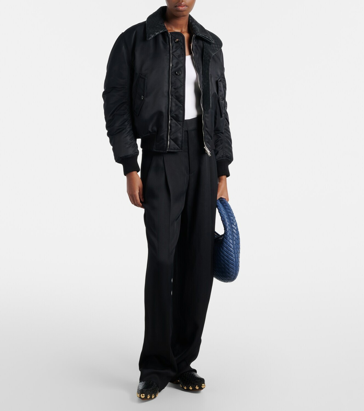 Bottega Veneta Intrecciato leather-trimmed blouson jacket