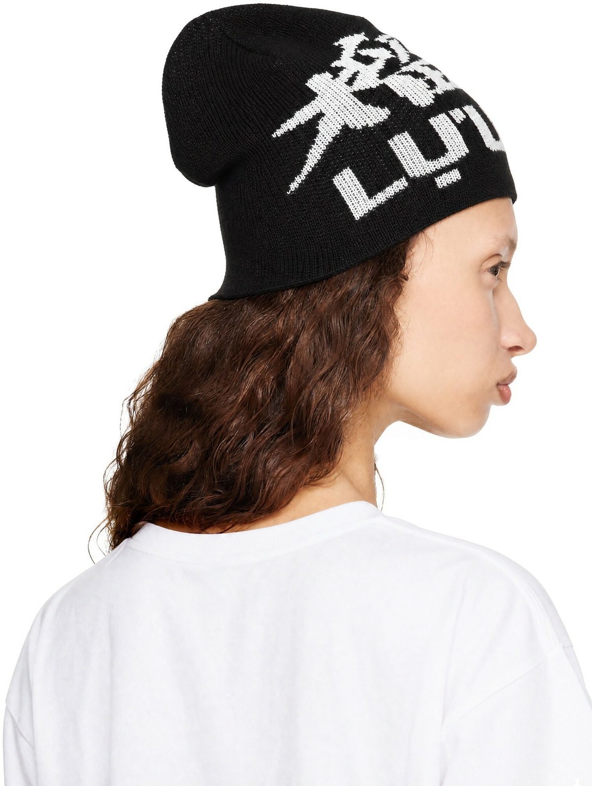 LU'U DAN Black & White 'L-D SHEISTY' Beanie