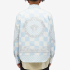 Versace Men's Checkerboard Medusa Print Zip Blouson in Pastel Blue White Silver