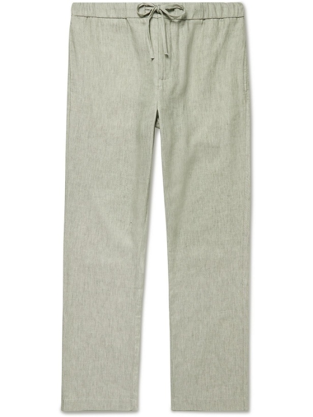 Photo: FRESCOBOL CARIOCA - Oscar Slim-Fit Tapered Linen and Cotton-Blend Drawstring Trousers - Green