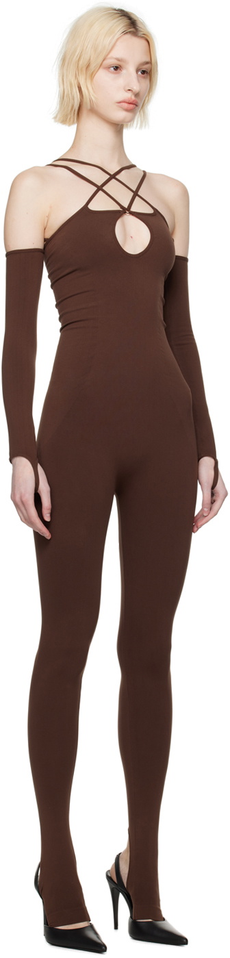 ANDREĀDAMO Brown Keyhole Jumpsuit