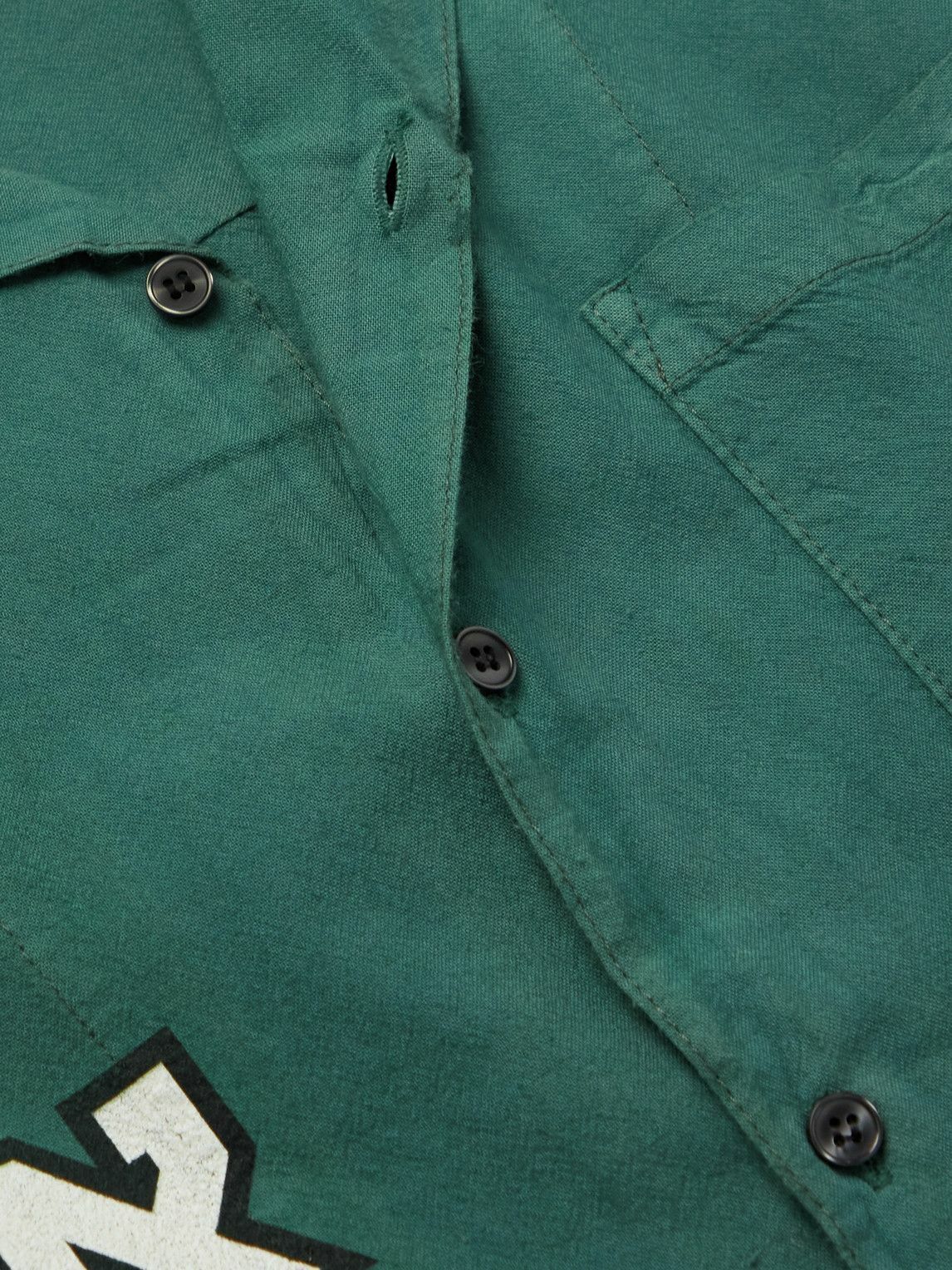 Adish The Inoue Brothers Camp-Collar Logo-Detailed Garment-Dyed