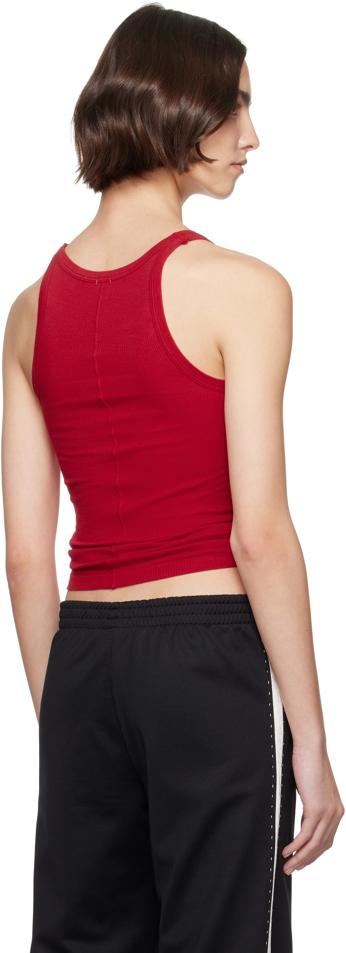 Re/Done Red Hanes Edition Ribbed Tank Top