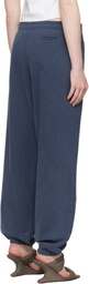 alexanderwang.t Navy Logo Waistband Pleated Sweatpants