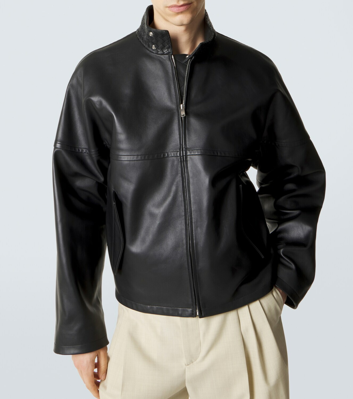 Bottega Veneta Intrecciato leather blouson jacket