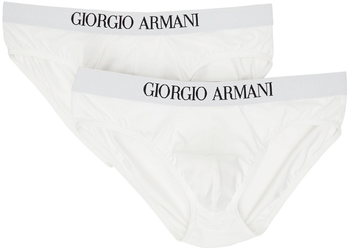 Photo: Giorgio Armani Two-Pack White Logo Briefs