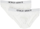 Giorgio Armani Two-Pack White Logo Briefs