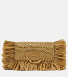 Oscar de la Renta O Pochette fringed raffia clutch
